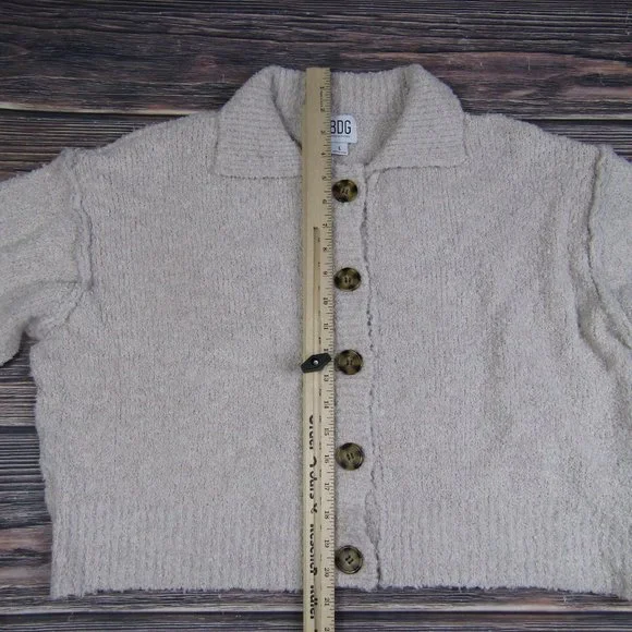 BDG UO Urban Outfitters NWT NEW Large Beige Button Up Collared Sweater - Picture 7 of 8
